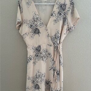 Lush Light Pink Midi Wrap Sundress with Dolman Sleeves